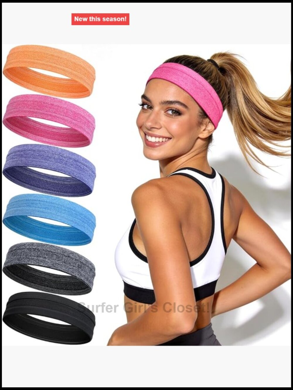 6 Pack Non Slip Workout Headbands with Silicone Grip, Moisture Wicking for